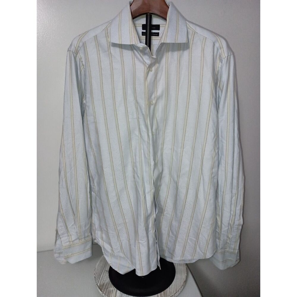 ZARA MAN, Blue Striped Long-Sleeve Shirt, Men 16